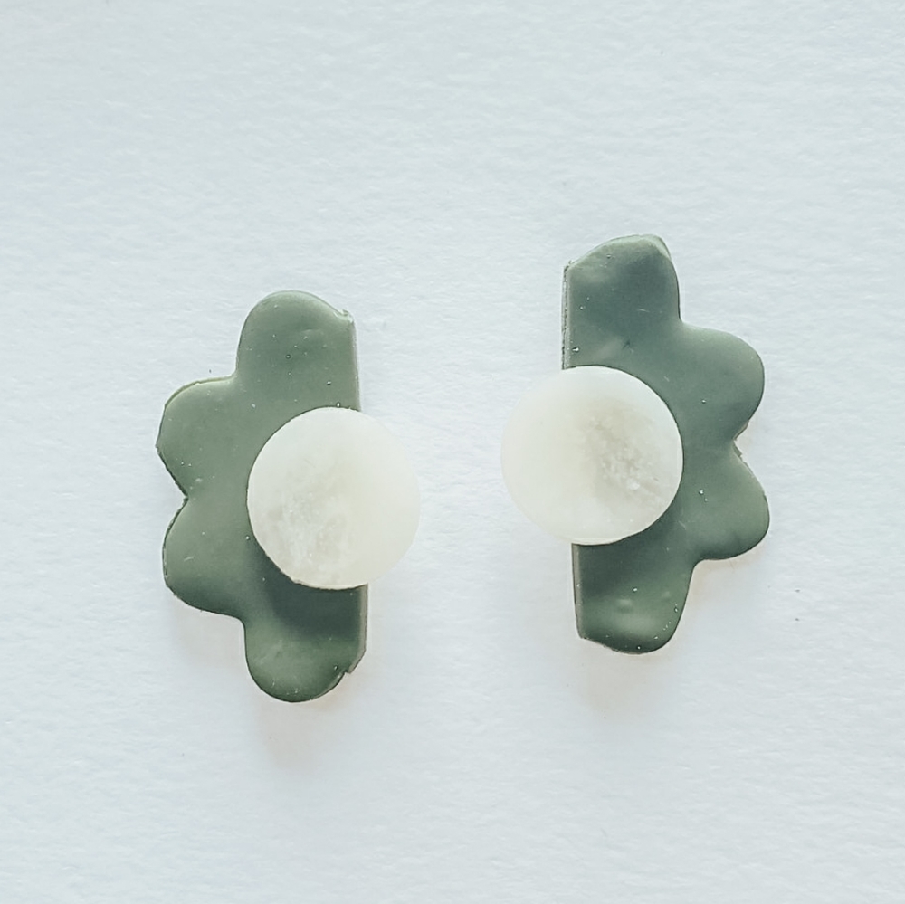 Green Flower Earrings